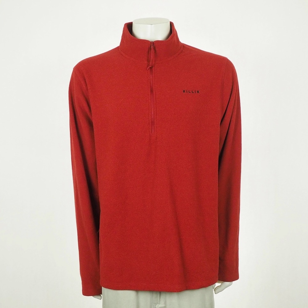 Killik Fleece Pullover Sweater Mens XL Red 1/4-Zip Mock Outdoor Hunting Hiking